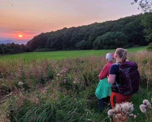 Sonnenuntergang bei einer Nachtwanderung
