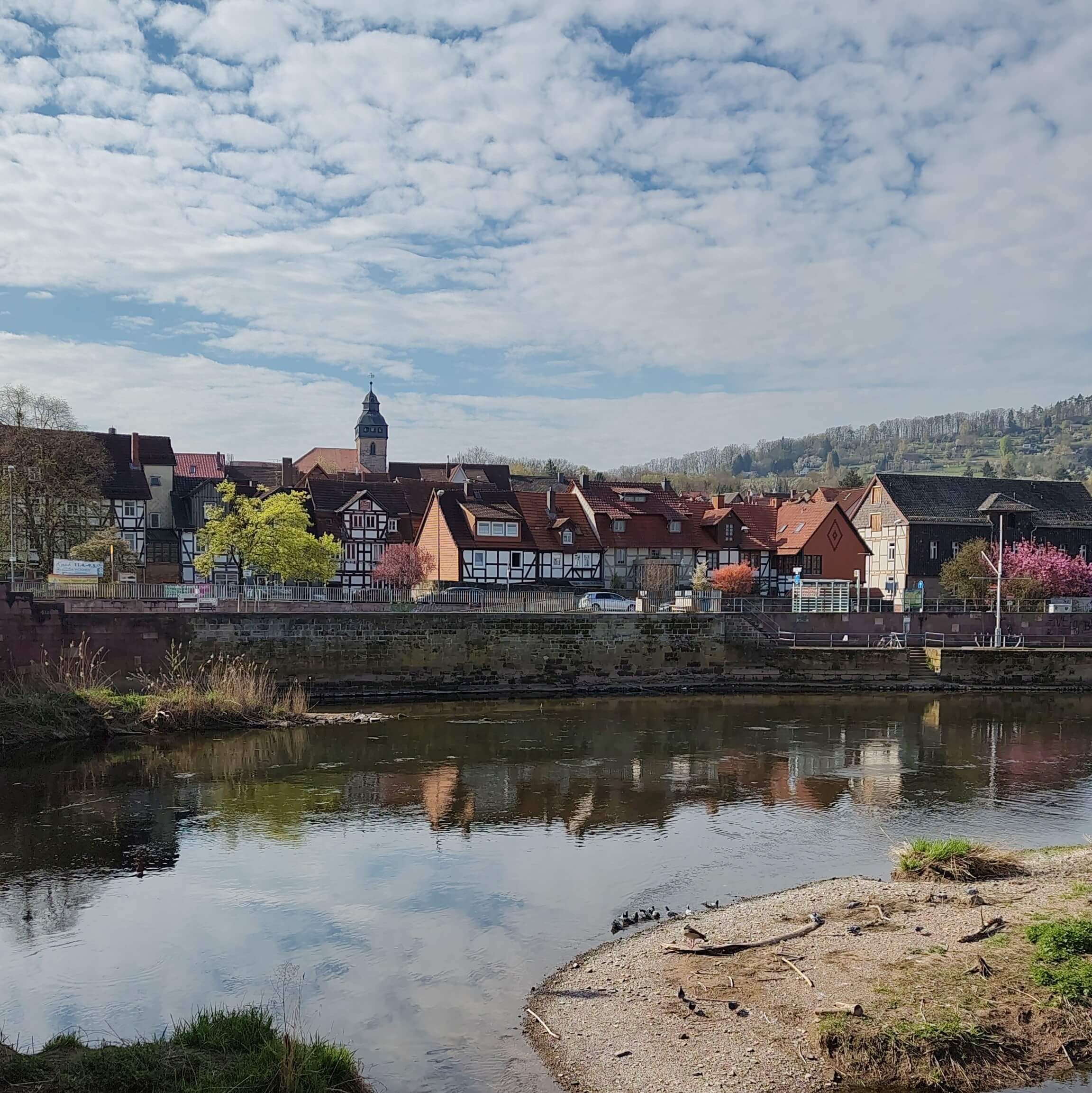 Stadtansicht am Werraufer von Witzenhausen
